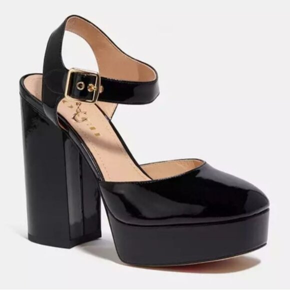 Coach Glossy Black Platform Sandals - Picture 3 of 15